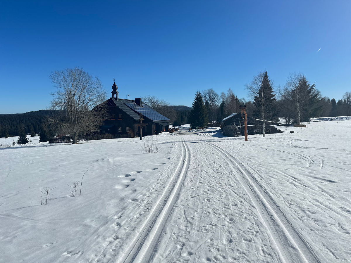 Modified track in the Borová Lada area, white track state - Princing plains